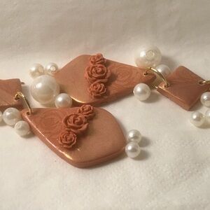 Pink Geometric Floral Earrings